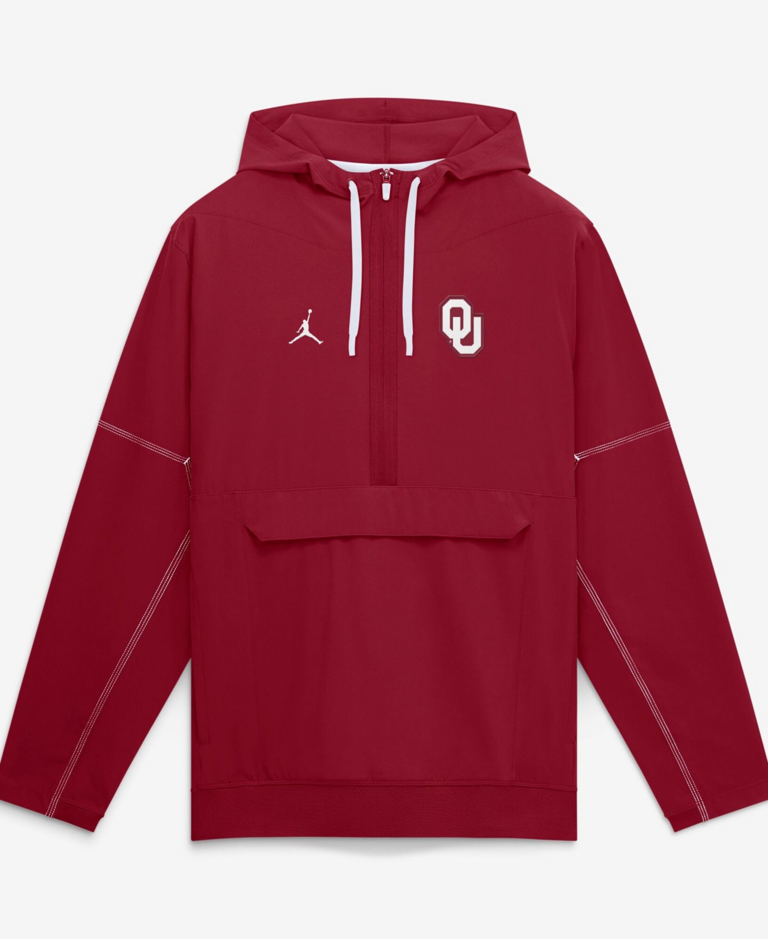 Men's Crimson Oklahoma Sooners 2026 Sideline Anorak Half-Zip Hoodie