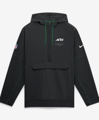 Men's Black New York Jets Sideline Logo Glory Anorak Half-Zip Hoodie
