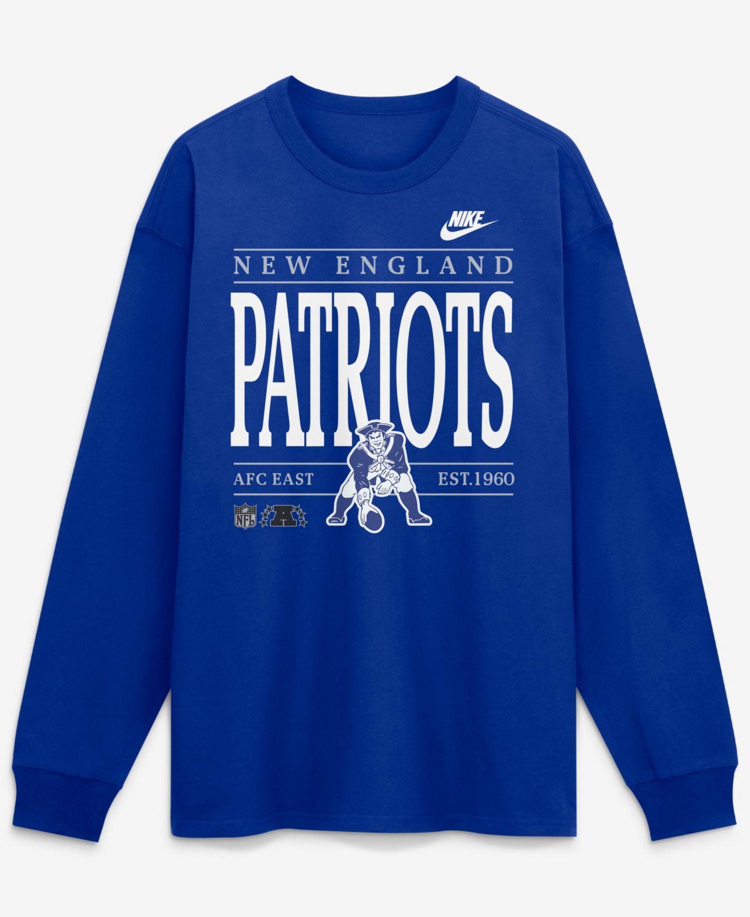 Men's Royal New England Patriots Red Zone Long Sleeve Max90 T-Shirt