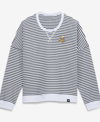 Women's White/Black Minnesota Vikings Striped Oversized French Terry Sweatshirt