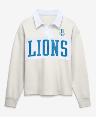 Women's Cream Detroit Lions Heritage Play Action Rugby Long Sleeve Polo Shirt