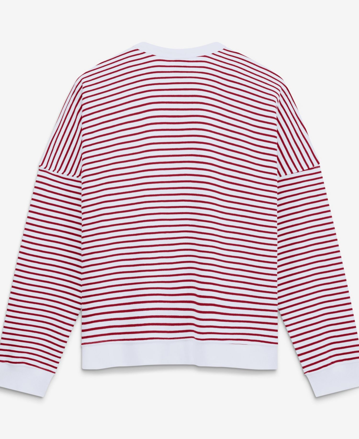 Women's White/Scarlet San Francisco 49ers Striped Oversized French Terry Sweatshirt