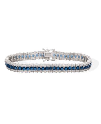 Simulated Sapphire and Cubic Zirconia Laydown Bracelet