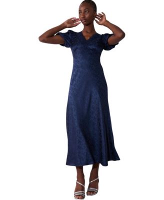 Women's Jacquard Lace-Trim Midi Dress