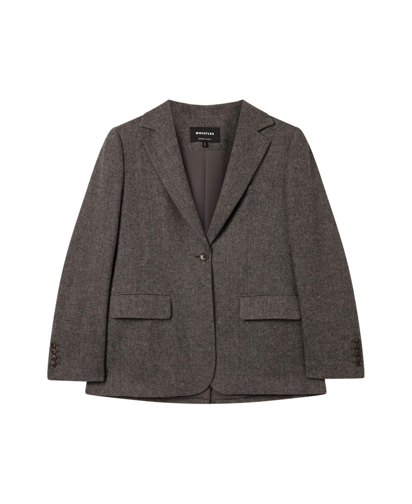Женский пиджак Whistles Herringbone Mandarin-Collar Blazer, цвет: Серый / Разноцветный — фото 6