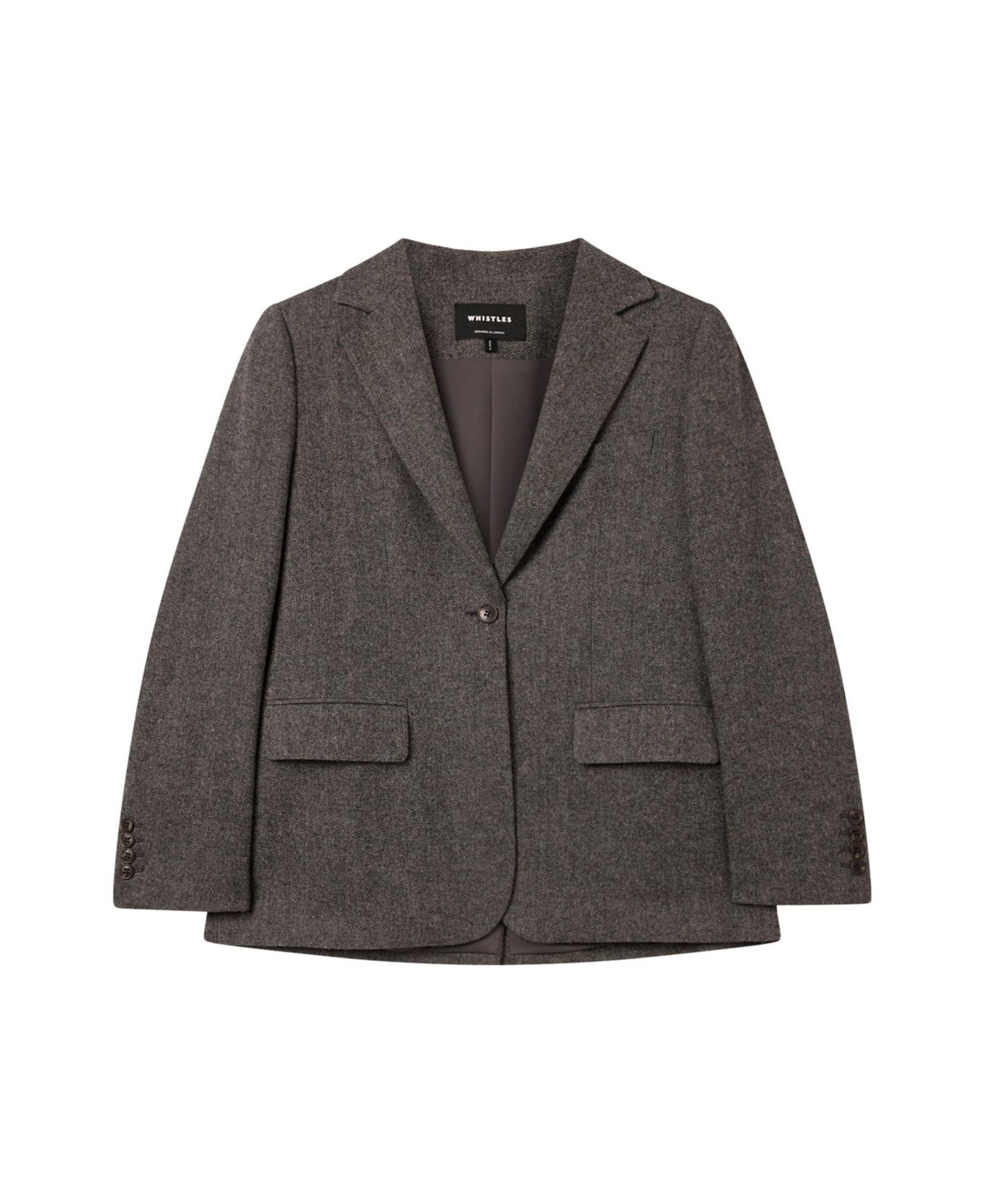 Women's Herringbone Mandarin-Collar Blazer