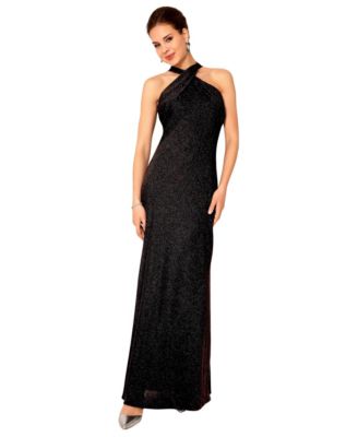 Women's Thea Sleeveless Halter Neck Glitter Gown