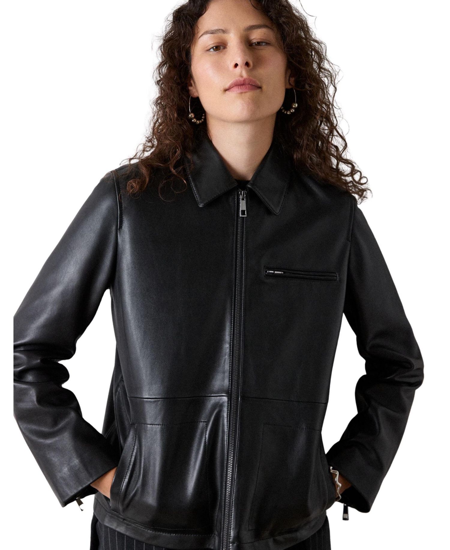 Women's Kate Zip-Front Leather Jacket