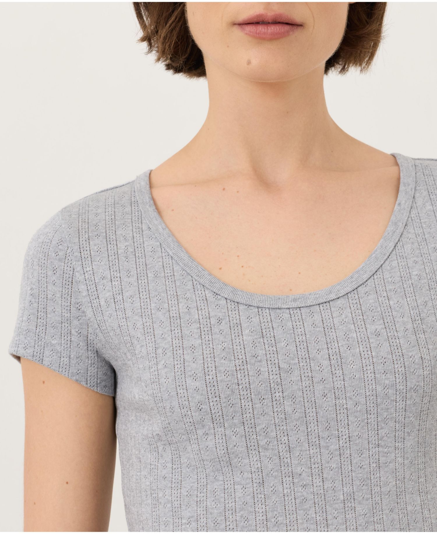 Women's Organic Cotton Pointelle Scoop Neck Tee