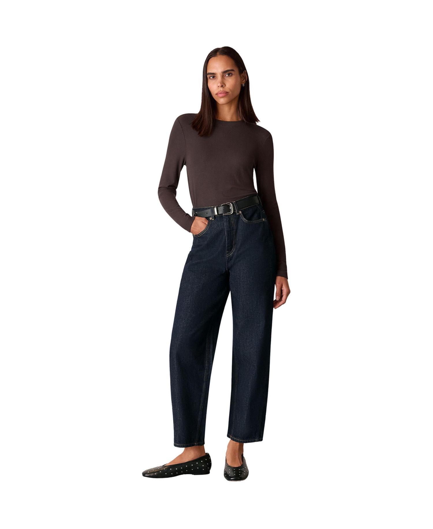 Women's Essential Long-Sleeve Crewneck Viscose-Blend T-Shirt