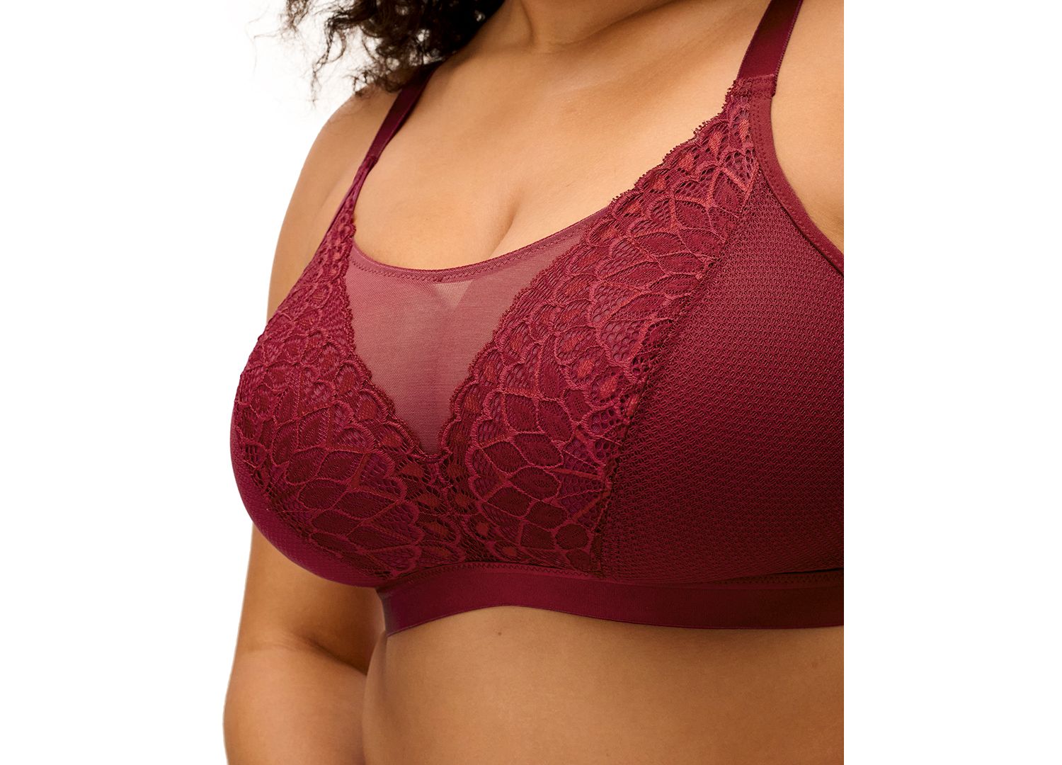 Plus Size Tiernie Wireless Unlined Lace Bralette, EL303317