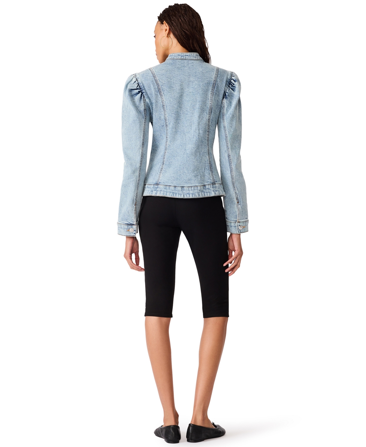 Steve Madden Women's Aberdeen Puff-Sleeve Denim Blouse