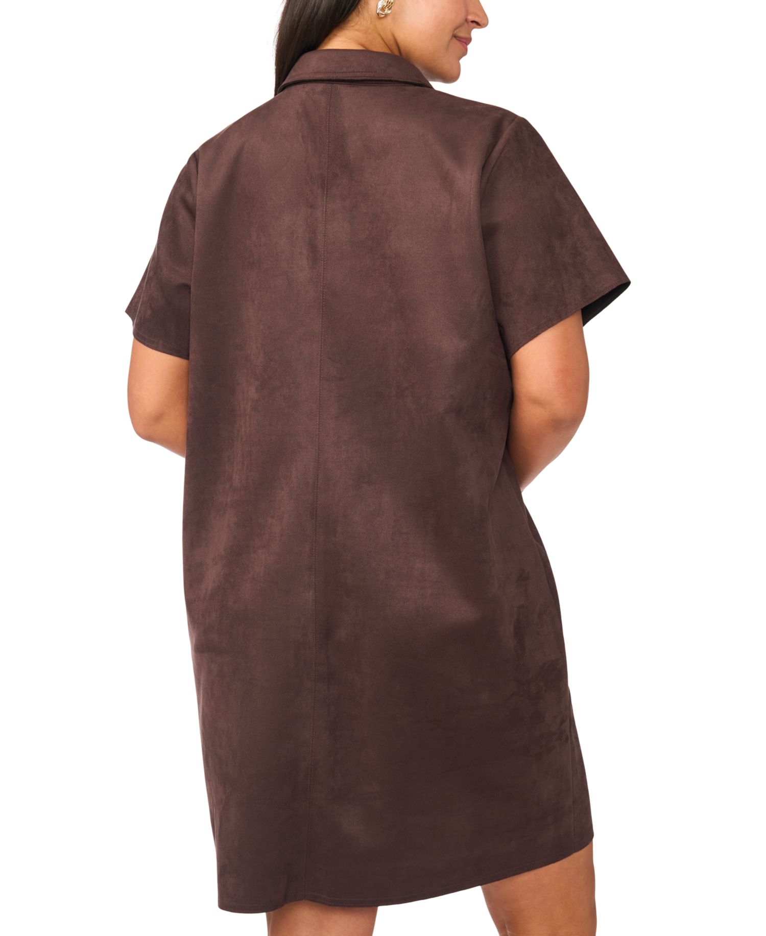 Plus Size Scuba Crepe Collared Shift Dress