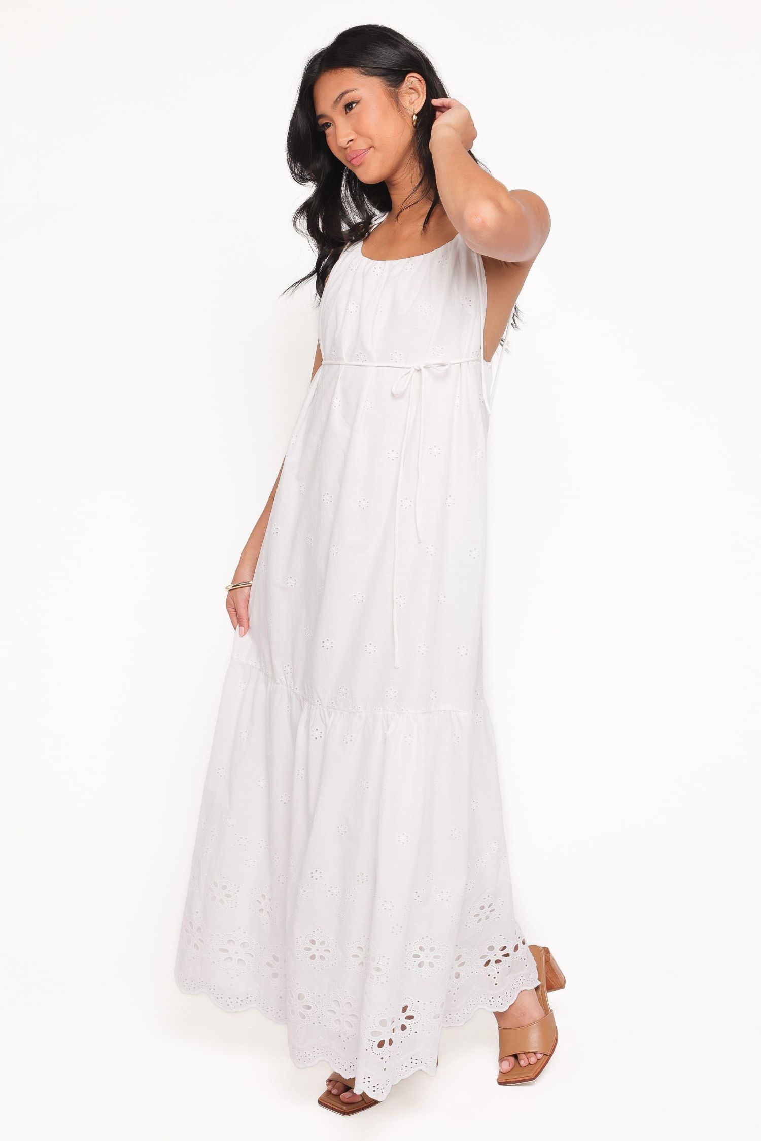 Women's Sharlice Eyelet Scoop Neck Sleeveless Maxi Dress