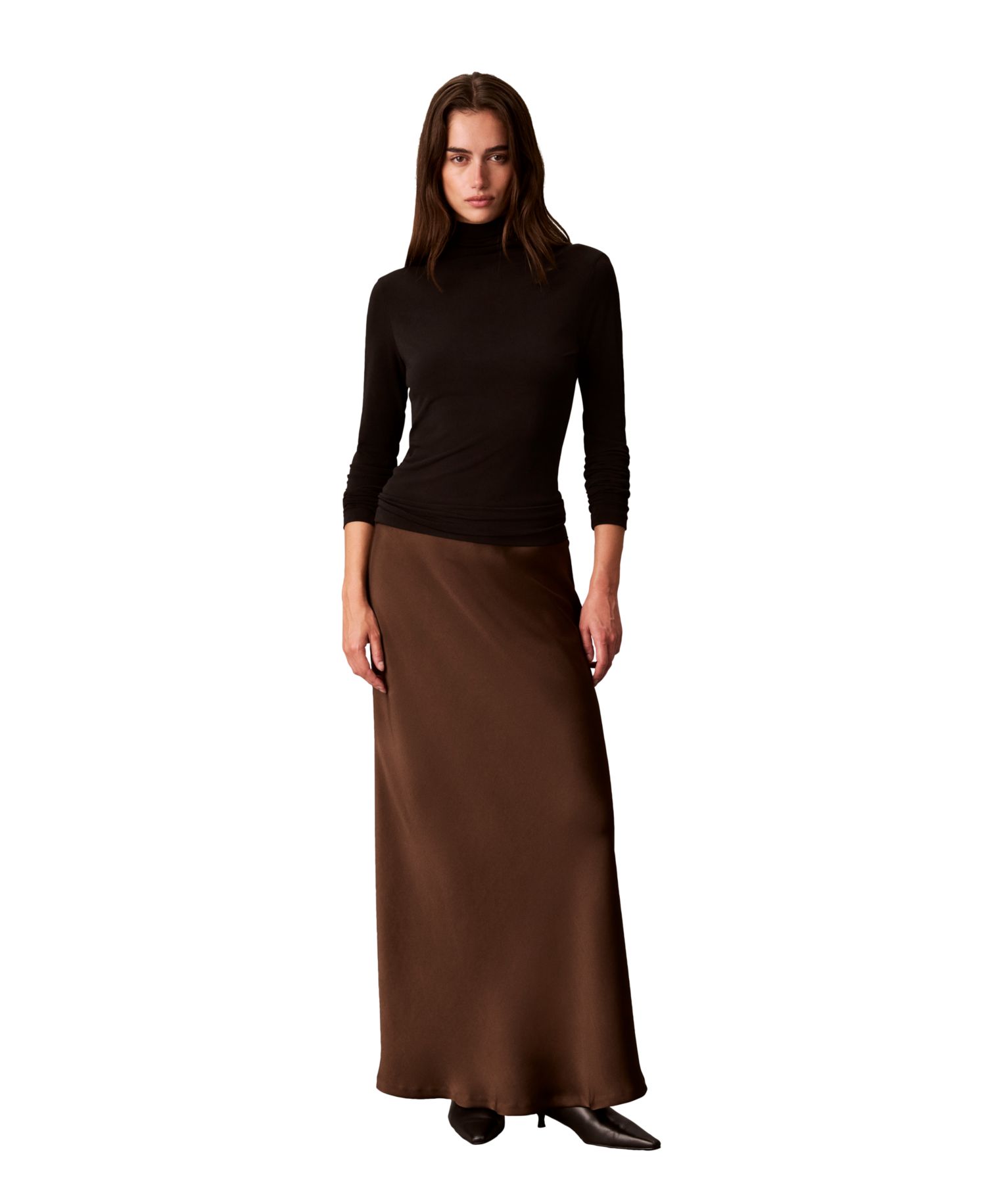 Petite Pull-On Satin Maxi Skirt