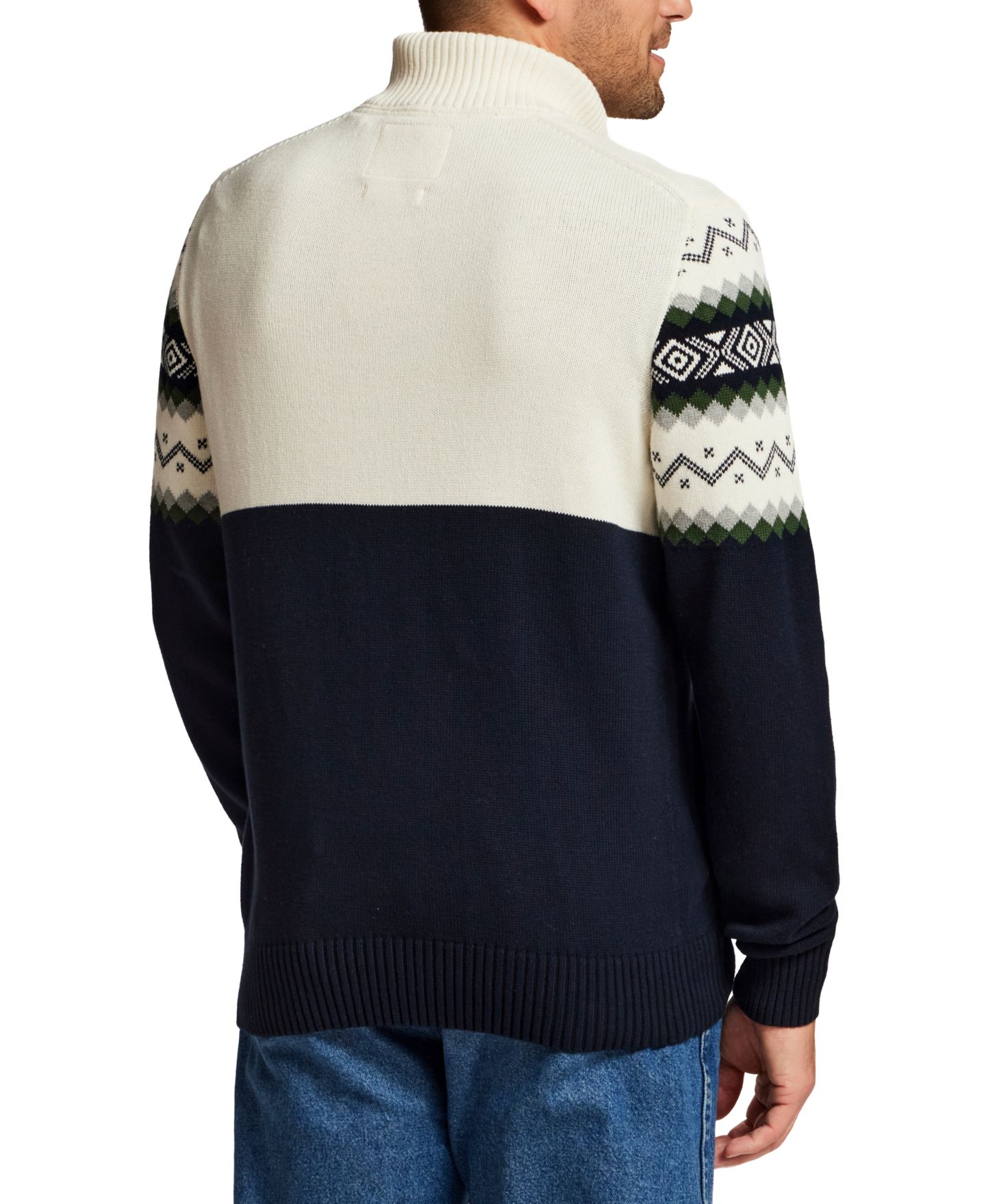Мужской свитер Weatherproof Vintage Nordic Yoke Quarter-Zip Mock Neck, цвет: Тёмный тёмно-синий — фото 5