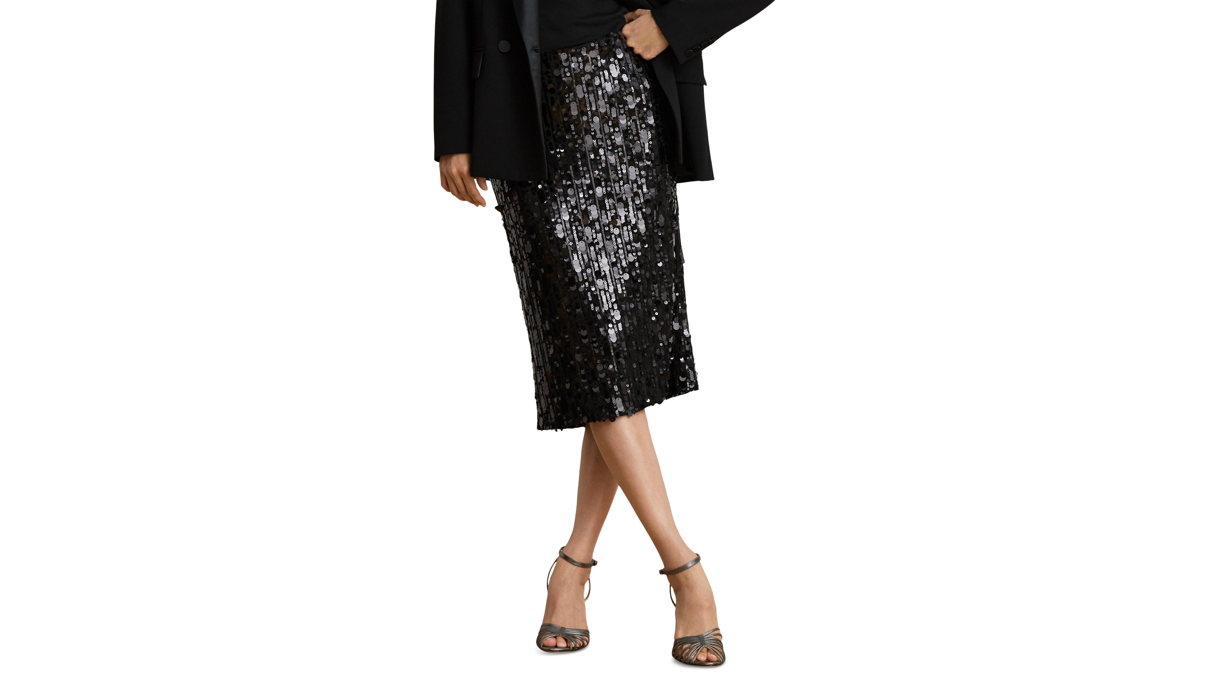 Lauren Ralph Women's Sequined Midi Pencil Skirt