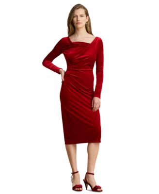 Women's Long-Sleeve Velvet Sheath Dress