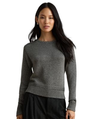 Women's Metallic Cotton-Blend Crewneck Sweater