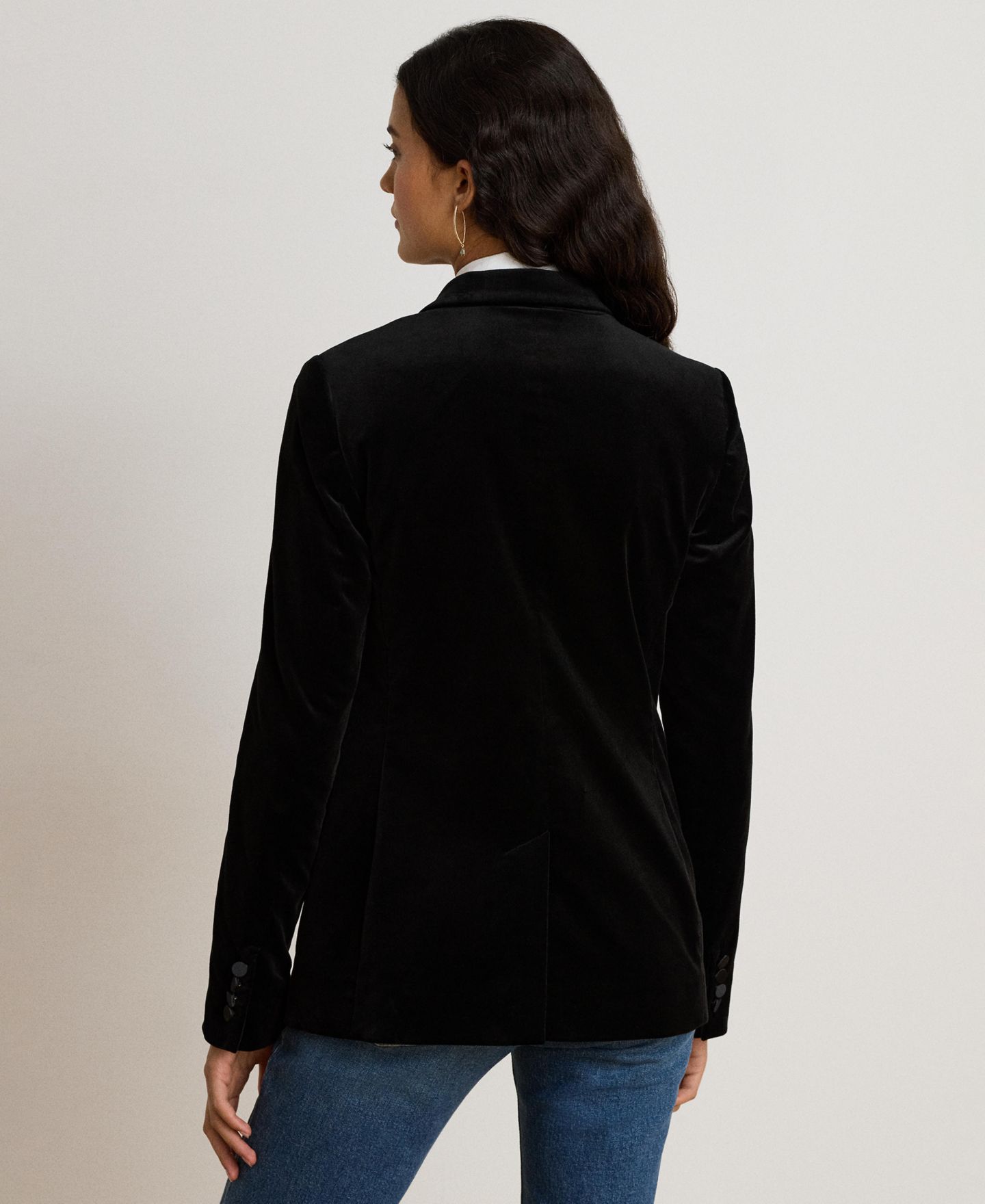 Женский пиджак Lauren Ralph Lauren Stretch Velvet Blazer, цвет: Чёрный бархатный — фото 6