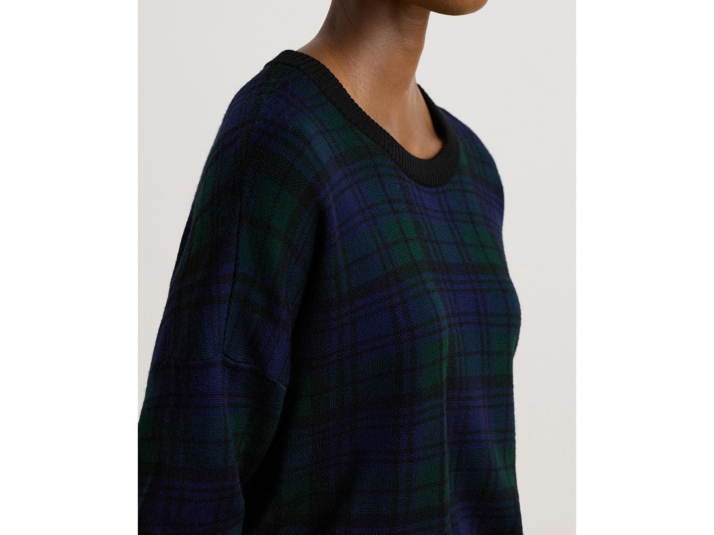Женские часы Lauren Ralph Lauren Black Watch Plaid Wool Crewneck Sweater, цвет: Чёрный разноцветный — фото 5