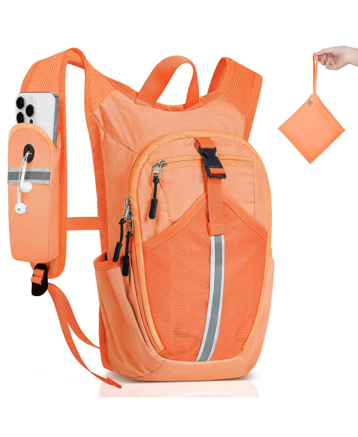 Aronkl Lightweight Foldable Packable Hiking Backpack, Multi Compartment and Adjustable Straps for Camping, Long Walking and Outdoor - Orange