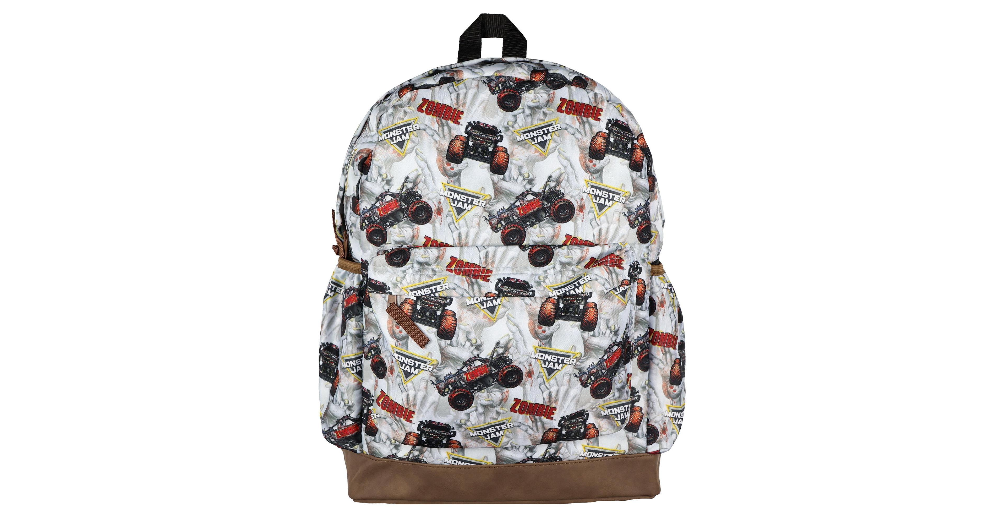 Monster Jam Zombie Backpack All Over Design 16 Inch Book Bag School