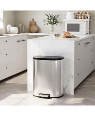 13.2 Gal Step Stainless Steel Trash Can with Soft-Close Lid and Removable Inner Basket