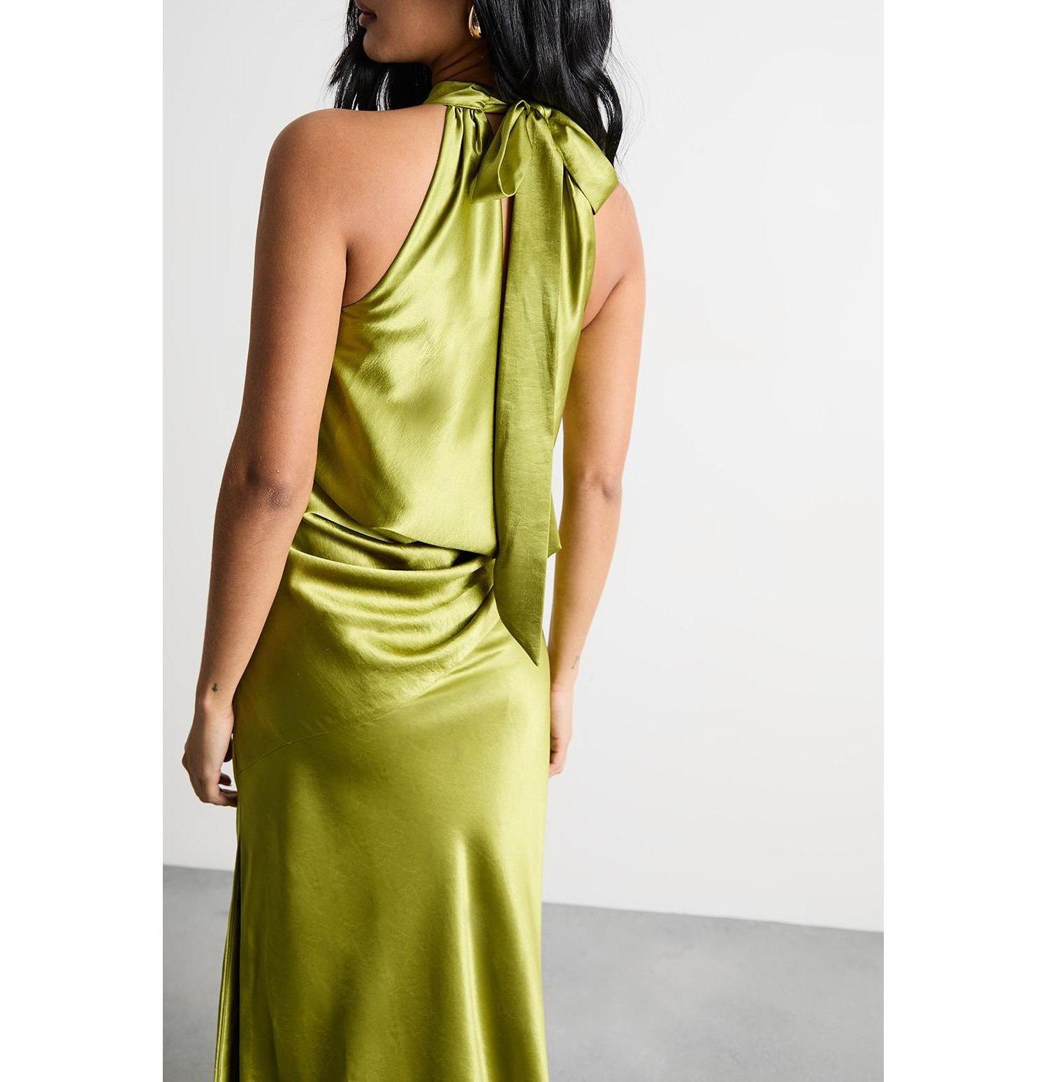 Women's Satin Cowl-Neck Maxi Dress