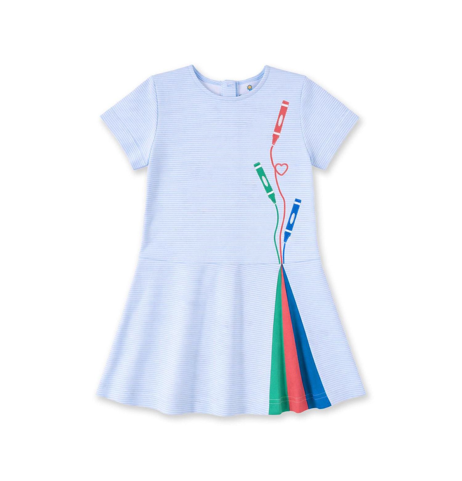 Girl's (2T - 8) Stripe Knit Dress With Applique Crayons