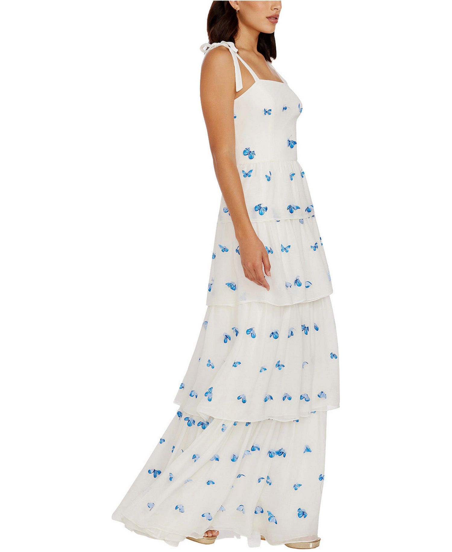 Women's Monica Floral-Print Square-Neck Tiered Maxi Dress