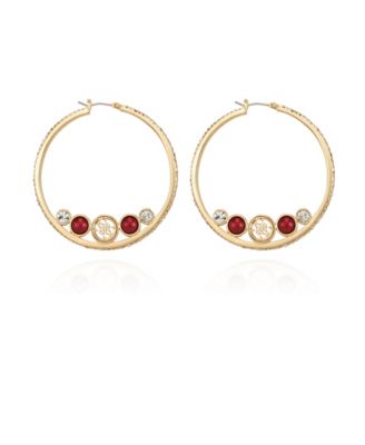 Gold-Tone Imitation Pearl & Crystal Hoop Earrings
