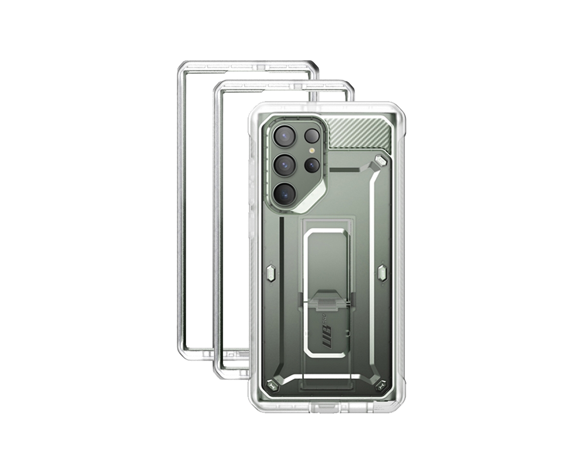 Supcase Galaxy S23 Ultra Unicorn Beetle Pro Built-in Kickstand Screen Protector Case [Compatible with Samsung Galaxy S23 Ultra] - Silver