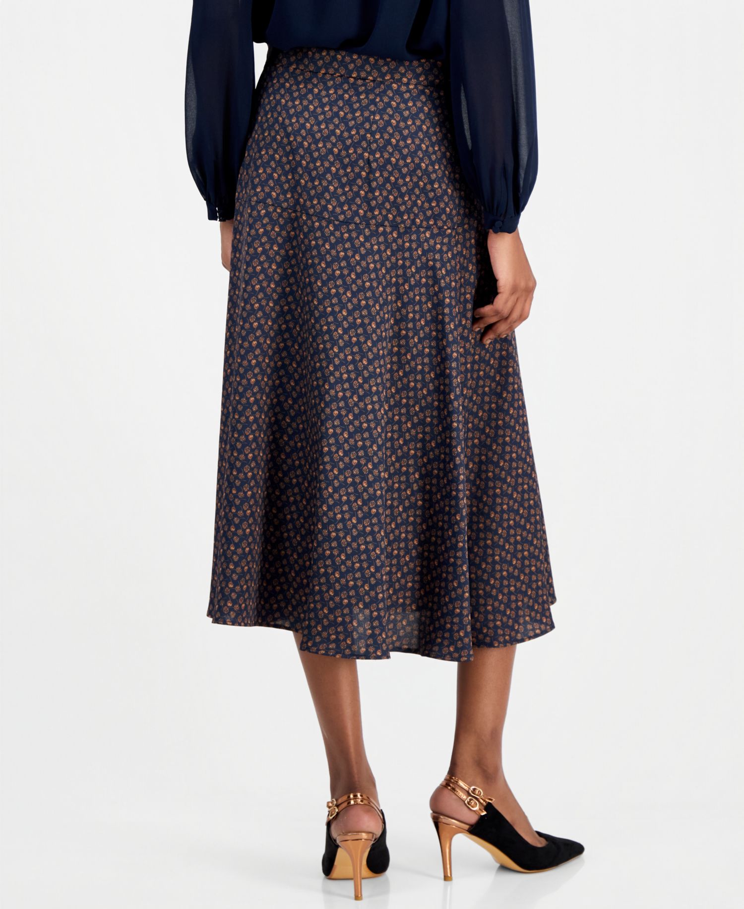 Women's A-Line Midi High-Waisted Skirt