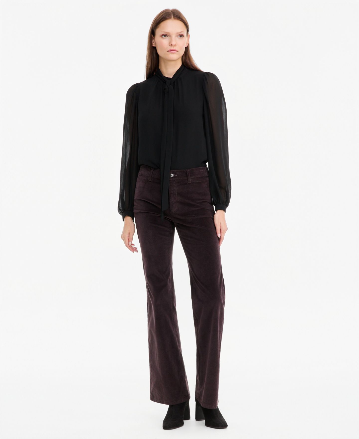 Женская блузка Kobi Halperin Dahlia Chiffon Tie-Neck Long-Sleeve, цвет: Чёрный — фото 2