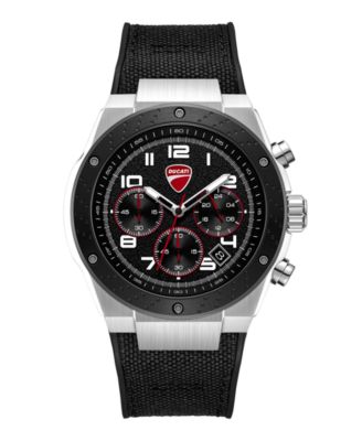 Men's Quartz Chronograph Trailmaster Black Nylon-Backed Silicone Strap Watch 52mm