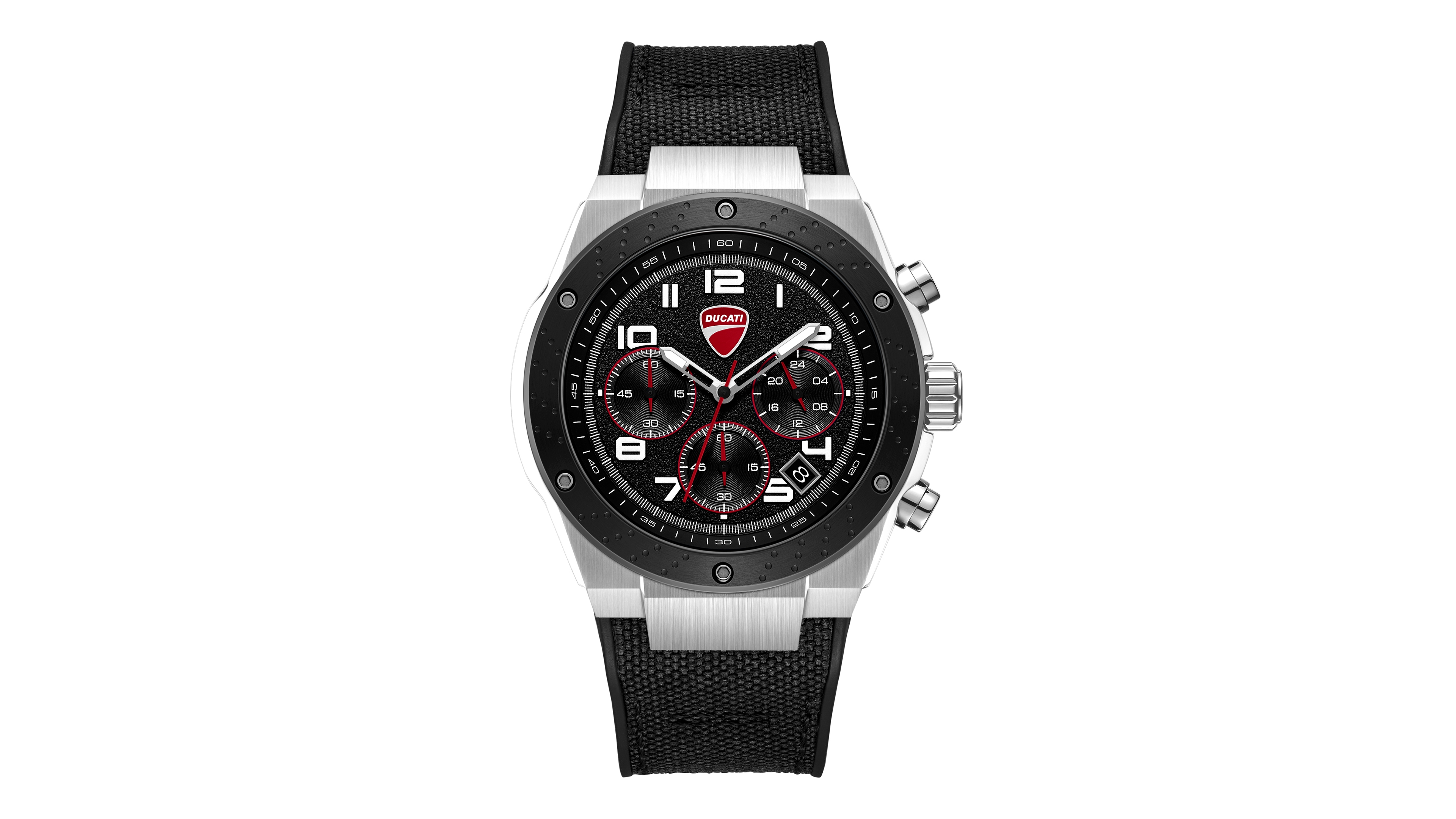 Ducati Corse Men's Quartz Chronograph Trailmaster Black Nylon-Backed Silicone Strap Watch 52mm