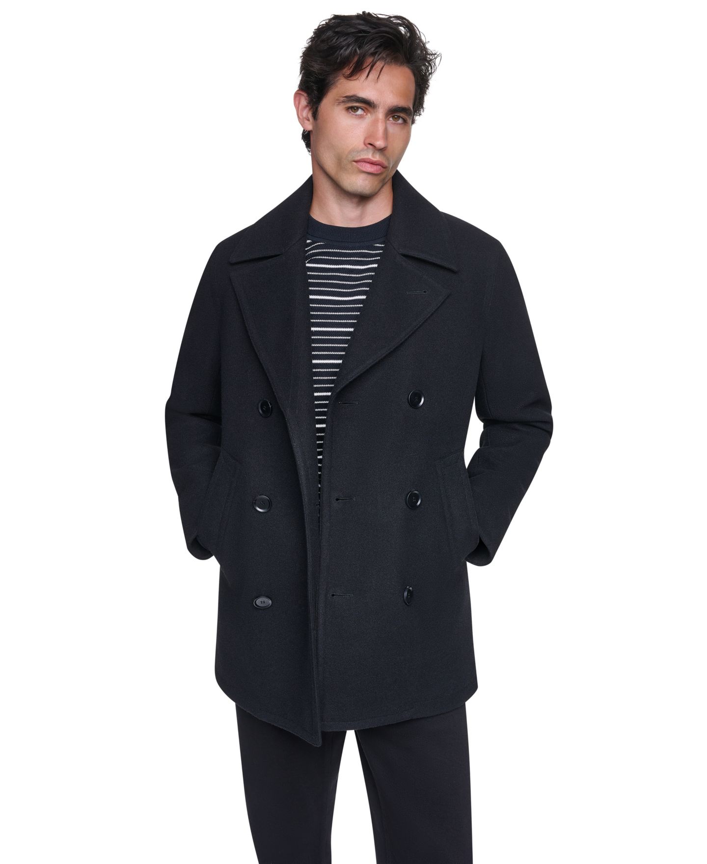 Мужской классический бушлат DKNY из шерсти, цвет: Чёрный — фото 1