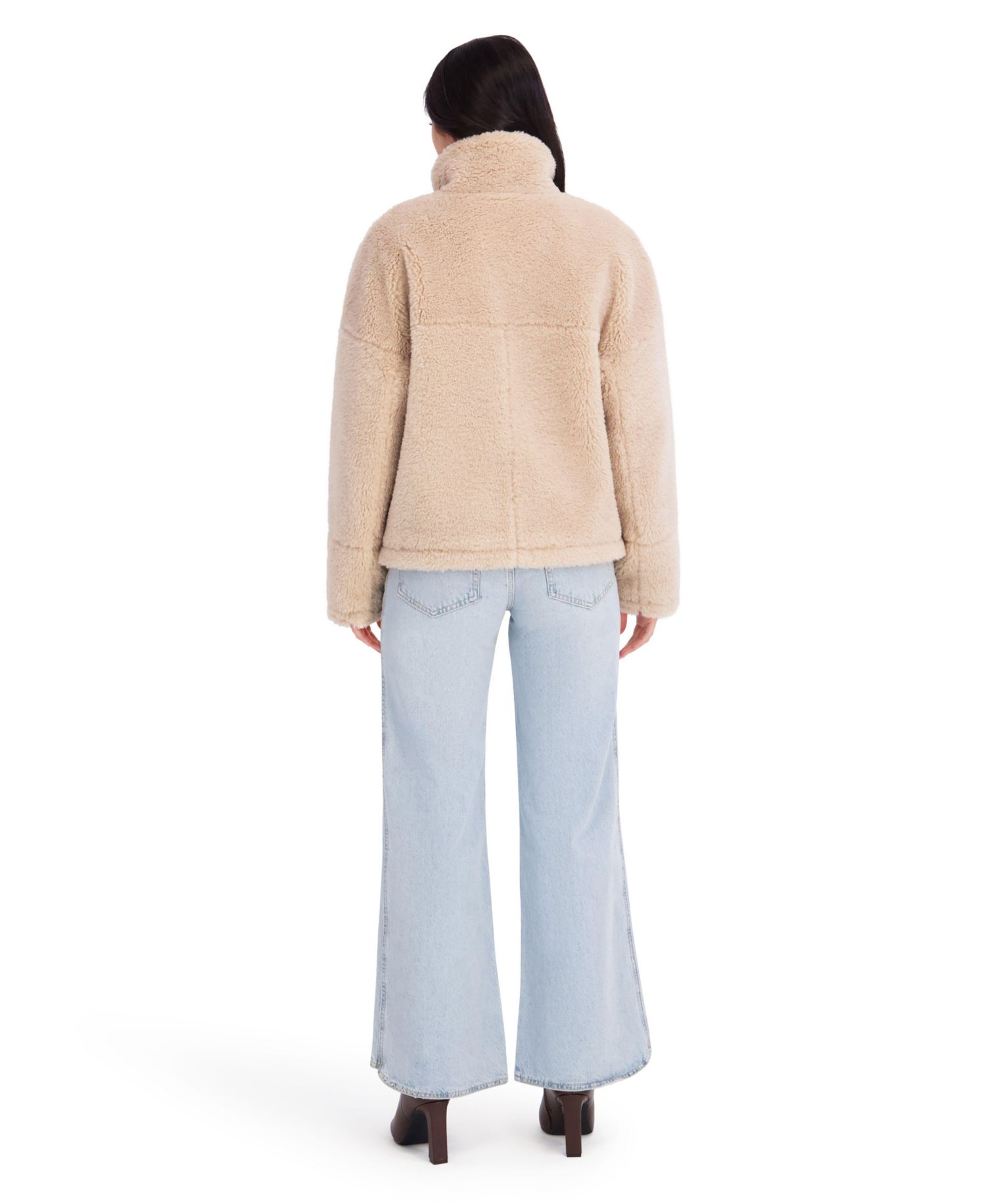 Women's Faux Fur Funnel Neck Short Jacket