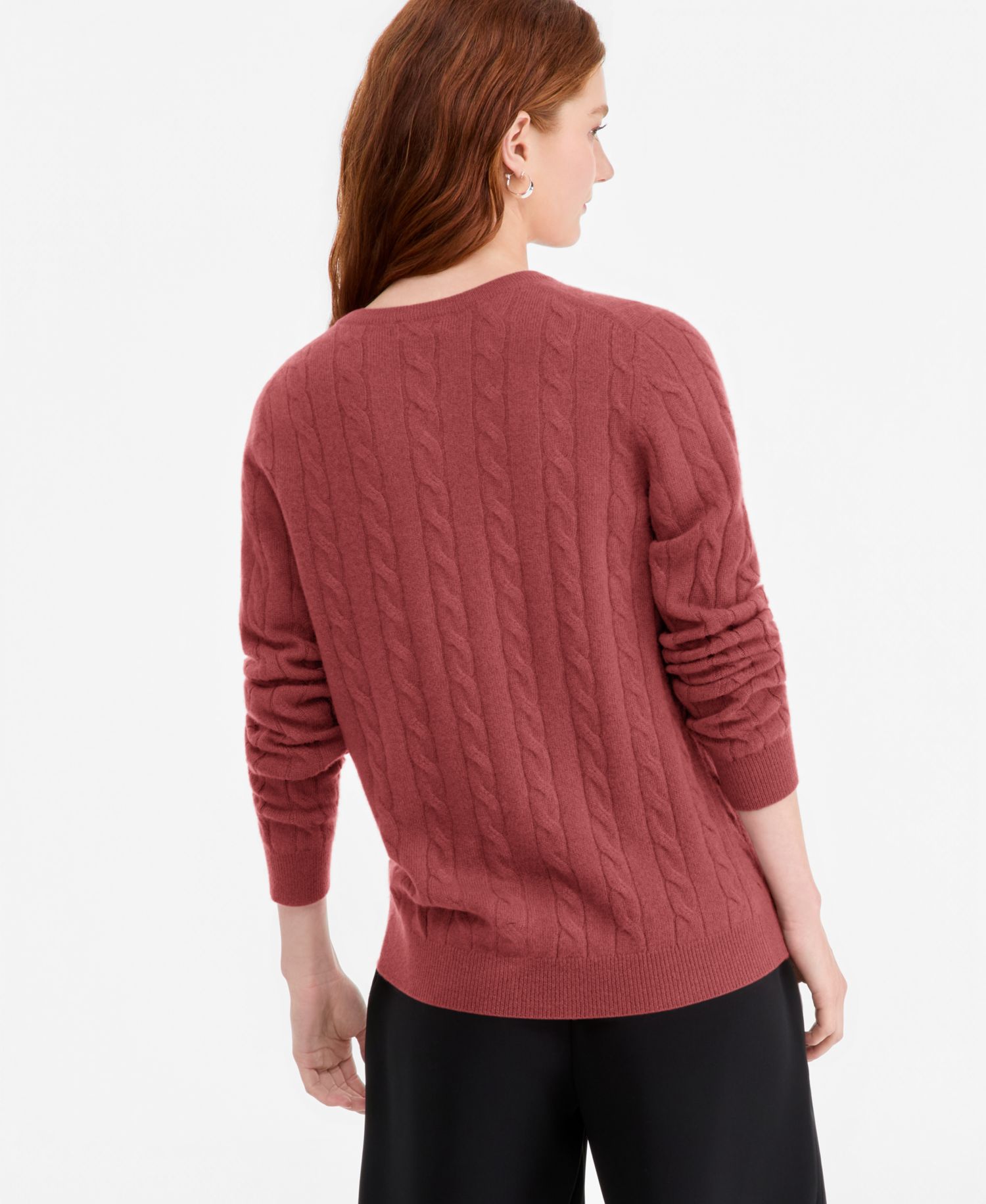 Petite Cable-Knit Crewneck 100% Cashmere Sweater