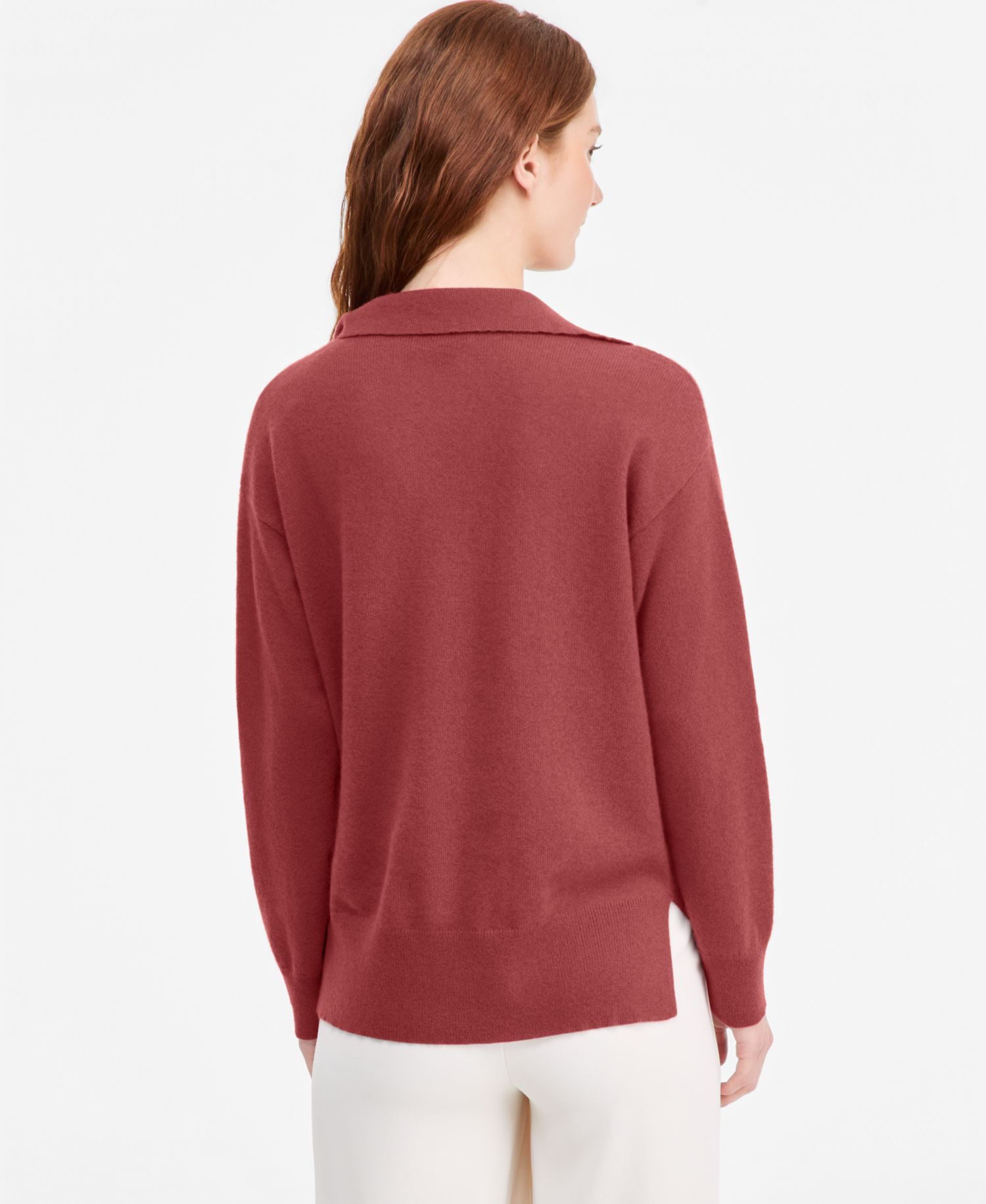 Women's Johnny-Collar 100% Cashmere Long-Sleeve Sweater