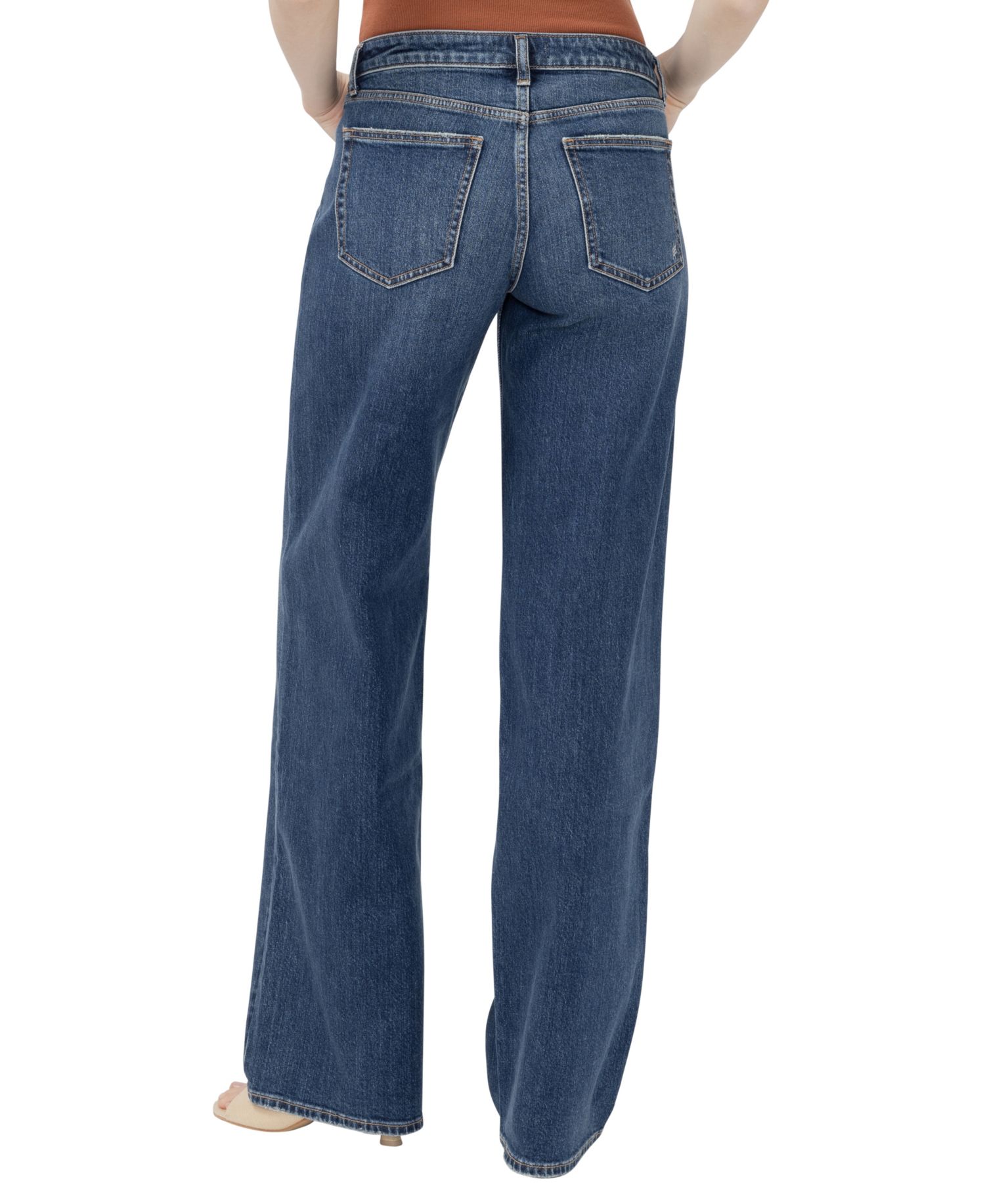 Women's Loose & Low Wide-Leg Low-Rise Ripped Knee Jeans