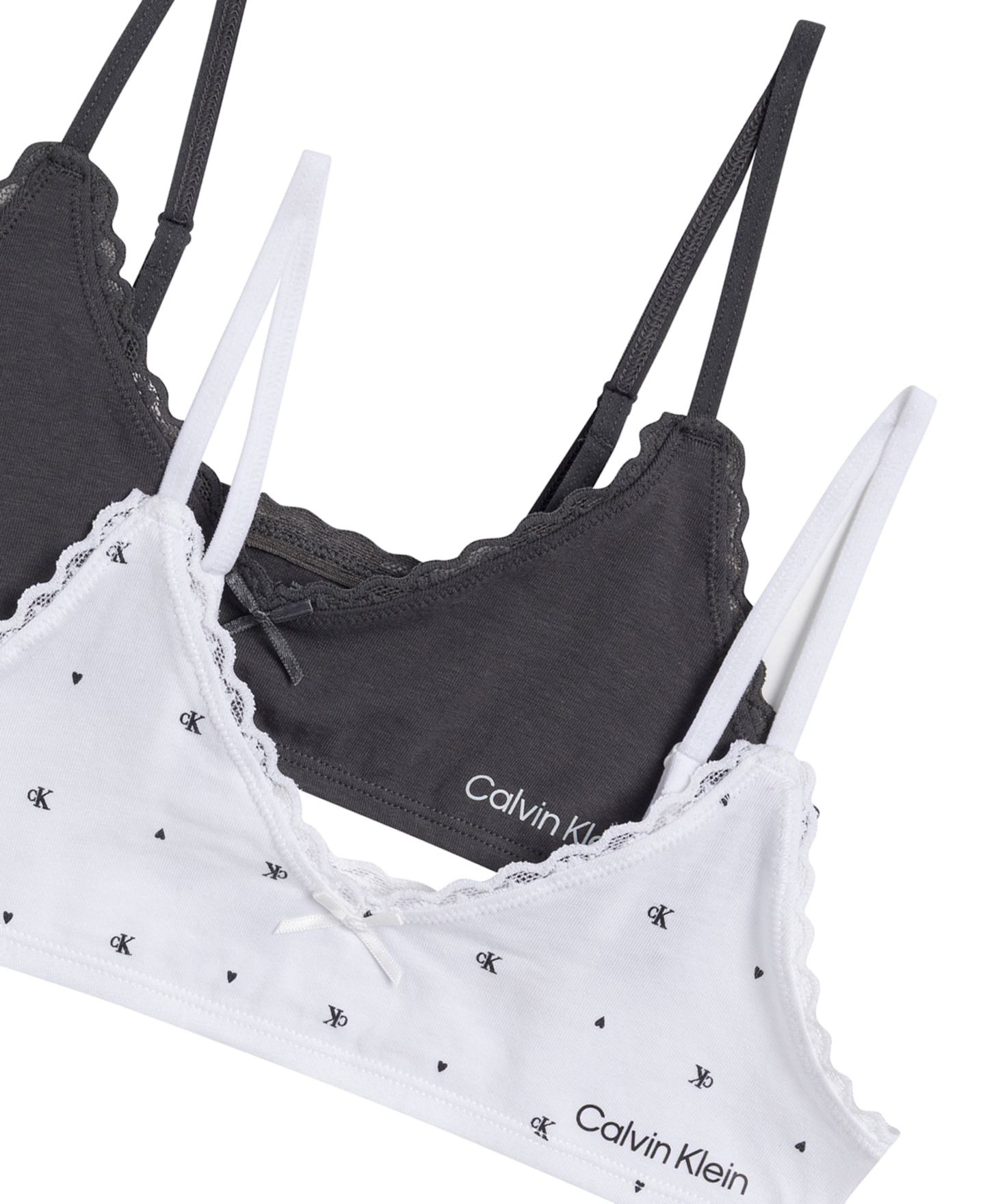 Бра, треугольные чашки, хлопок, кружево, 2 шт. — Calvin Klein, цвет: Чёрный / Белый — фото 3