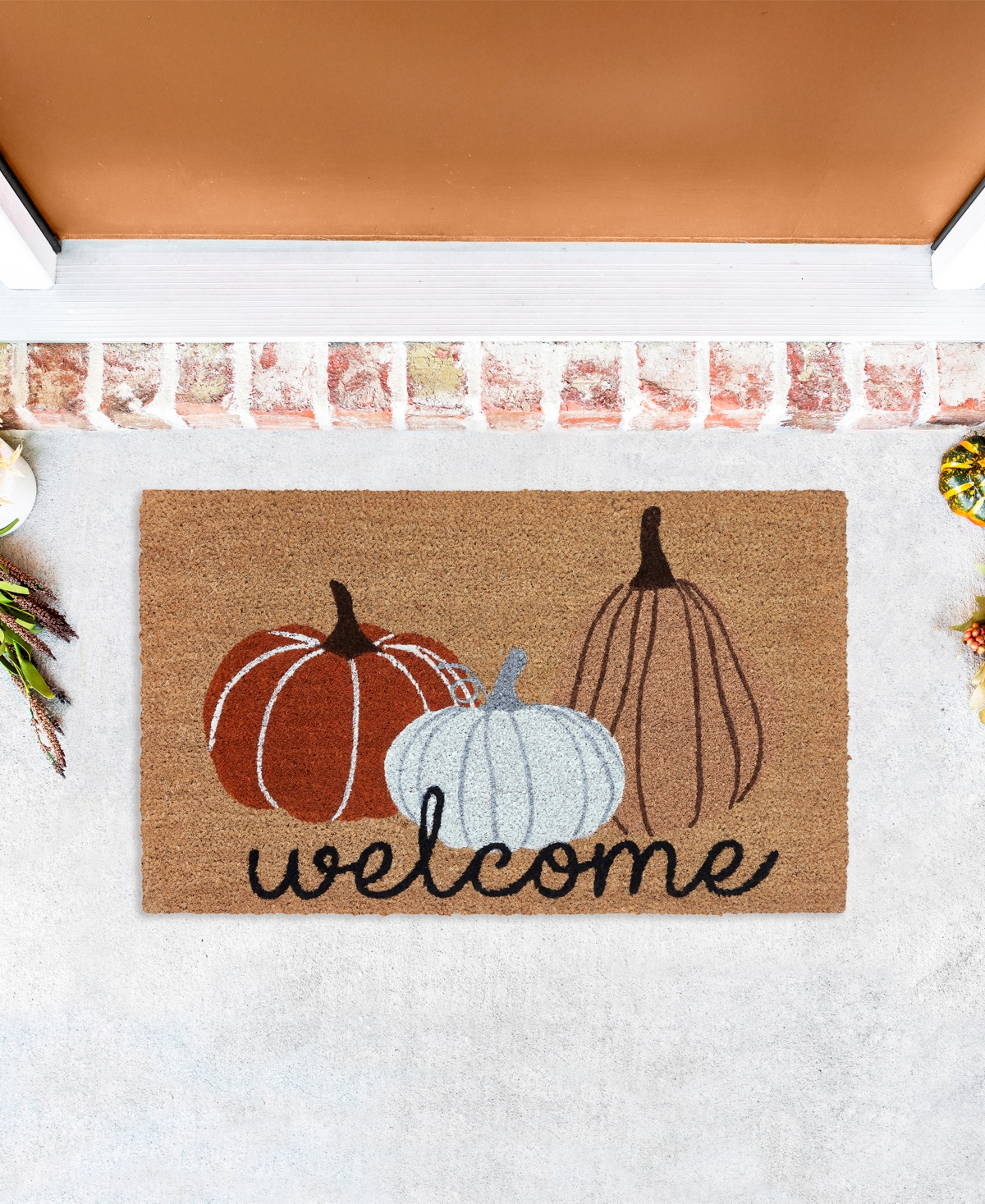 Vcny Home Harvest Pumpkins Outdoor Coir Doormat, 18" x 30"