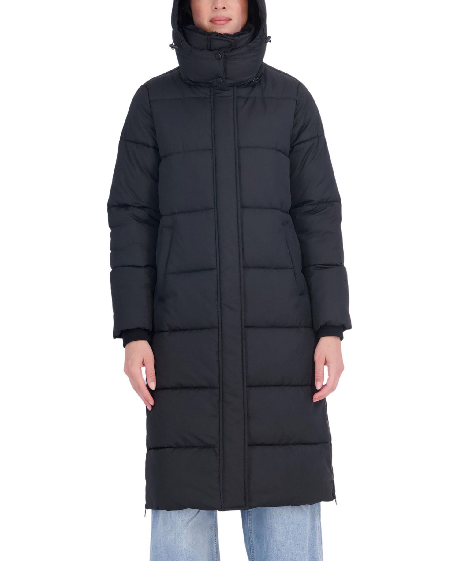 Women's Long Hooded Faux Fur Trimmed Puffer Coat