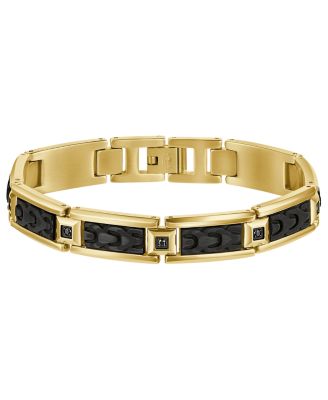 Men's Black Spinel Gold-Plated Link Bracelet
