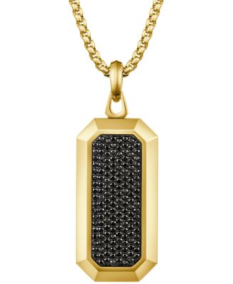 Men's Black Spinel Octagonal Dog-Tag Pendant Necklace