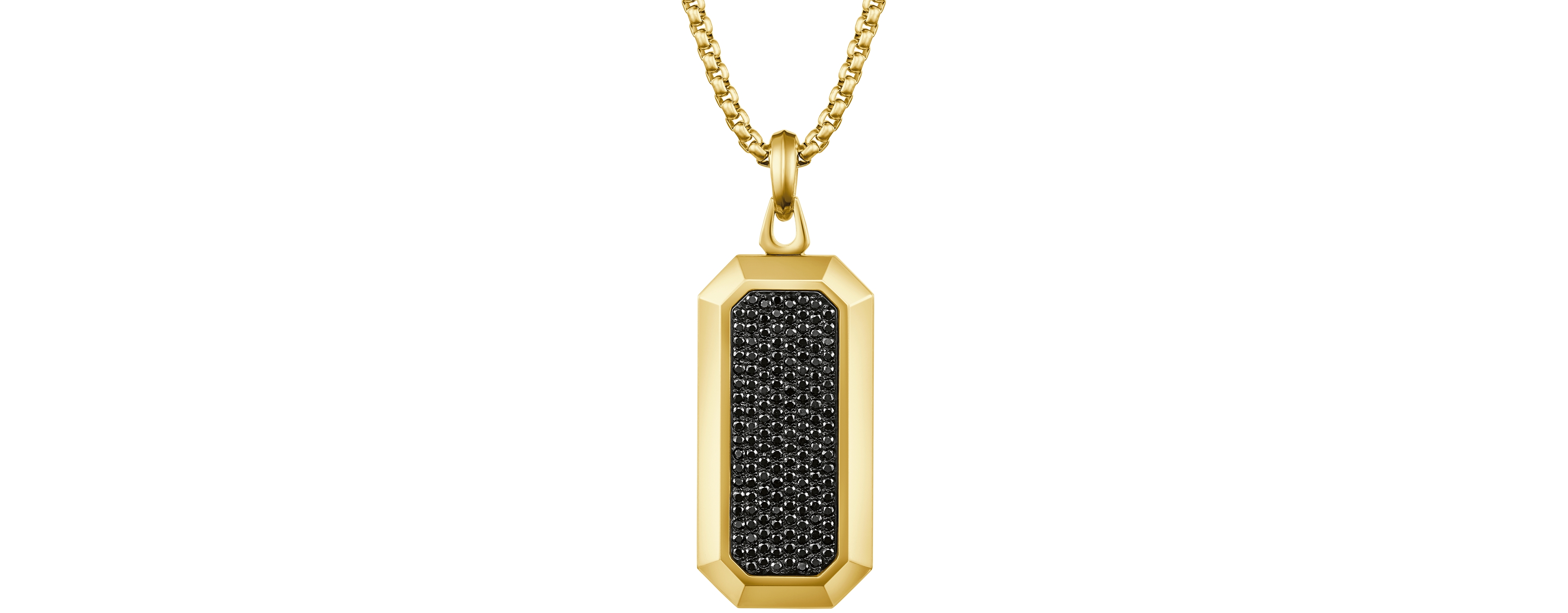 Bulova Men's Black Spinel Octagonal Dog-Tag Pendant Necklace