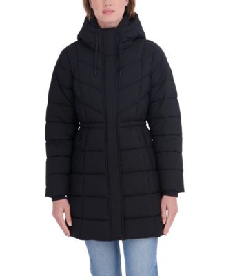 Women's 3/4 Hooded Anorak Stretch Puffer Coat