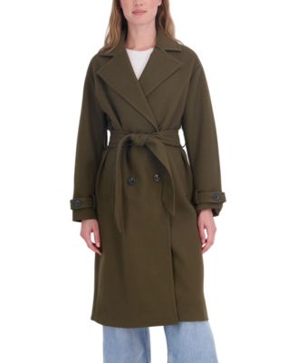 Women's Long Belted Oversized Double Breasted Faux Wool Coat